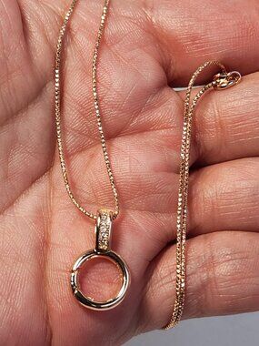 NWT Rose Gold ITALY Functional & Enhancer Bail Necklace Pendant Ready Chain 18"